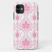 Wit roze damast patroon Case-Mate iPhone case (Achterkant)