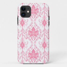 Wit roze damast patroon Case-Mate iPhone case