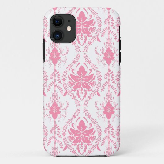 Wit roze damast patroon Case-Mate iPhone case (Achterkant)