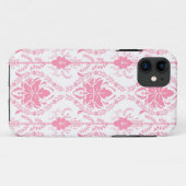 Wit roze damast patroon Case-Mate iPhone case (Achterkant (horizontaal))