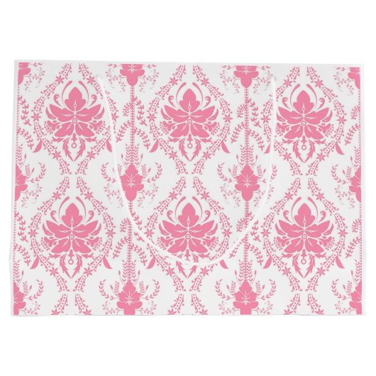 Wit roze damast patroon groot cadeauzakje (Achterkant)