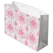 Wit roze damast patroon groot cadeauzakje (Achterkant Gekanteld)