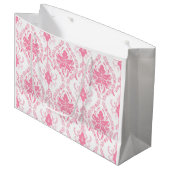 Wit roze damast patroon groot cadeauzakje (Voorkant Gekanteld)