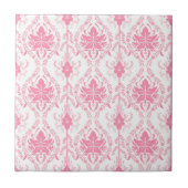 Wit roze damast patroon tegeltje (Voorkant)