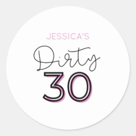 Wit Roze Dirty Thirty Birthday Sticker