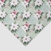 Wit Roze Elegante Kerstpunsettia's Tissuepapier (Detail)