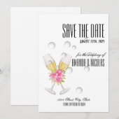 Wit roze elegante moderne Save The Date-huwelijksk Kaart (Voorkant / Achterkant)