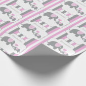Wit, Roze en Grijze Baby shower Elephants Cadeaupapier (Hoek)