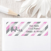 Wit, Roze en Grijze Baby shower Elephants Etiket (Insitu)