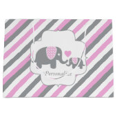 Wit, Roze en Grijze Baby shower Elephants Groot Cadeauzakje (Voorkant)