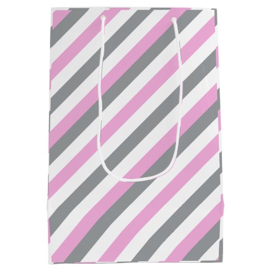 Wit, Roze en Grijze Baby shower Elephants Medium Cadeauzakje (Achterkant)