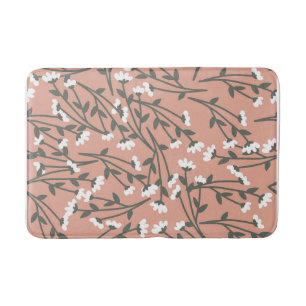 Wit roze en groen bloempatroon  badmat