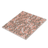 Wit roze en groen bloempatroon  tegeltje (Zijkant)