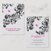 Wit Roze en Zwart Schoonheidsgezicht Monogram 3 Visitekaartje (Voorkant / Achterkant)
