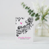 Wit Roze en Zwart Schoonheidsgezicht Monogram 3 Visitekaartje (Staand voorkant)