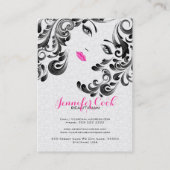 Wit Roze en Zwart Schoonheidsgezicht Monogram 3 Visitekaartje (Achterkant)