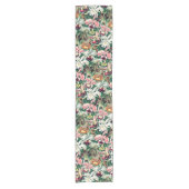 Wit Roze Geel Groen Orchidee Patroon Korte Tafelloper (Voorkant)