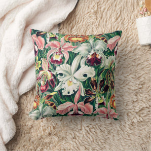 Wit Roze Geel Groen Orchidee Patroon Kussen