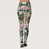 Wit Roze Geel Groen Orchidee Patroon Leggings (Achterkant)