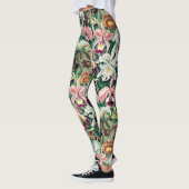 Wit Roze Geel Groen Orchidee Patroon Leggings (Links)