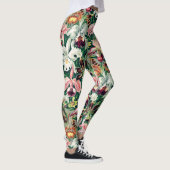Wit Roze Geel Groen Orchidee Patroon Leggings (Rechts)