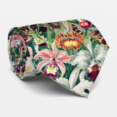 Wit Roze Geel Groen Orchidee Patroon Stropdas (Opgerold)