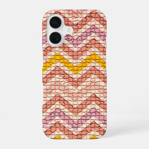 WIT ROZE GELE MOZAÏEK CHEVRONS iPhone 16 HOESJE
