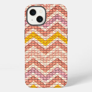 WIT ROZE GELE MOZAÏEK CHEVRONS iPhone 13 HOESJE