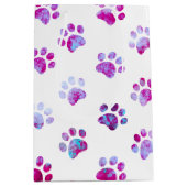 Wit roze gestructureerd poot print patroon medium cadeauzakje (Voorkant)