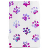 Wit roze gestructureerd poot print patroon medium cadeauzakje (Achterkant)