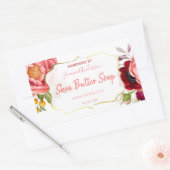 Wit Roze Goud Bloemen Waterverf Shea Butter Soap Rechthoekige Sticker (Envelop)