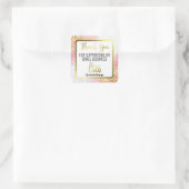 Wit Roze Goud Glitter Dank u Business Logo Vierkante Sticker (Tas)