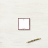 Wit + Roze Goud Glitter Flamingo & Rand, Naam Post-it® Notes (Op bureau)