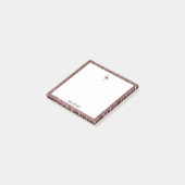 Wit + Roze Goud Glitter Flamingo & Rand, Naam Post-it® Notes (Schuin)