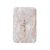 Wit & Roze Goud Marmer 2, Glitters, Script Naam Badmat (Voorkant Verticaal)