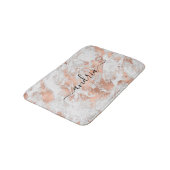 Wit & Roze Goud Marmer 3, Glitter, Script Naam Badmat (Gekanteld)