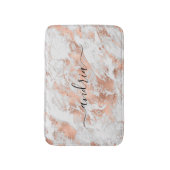 Wit & Roze Goud Marmer 3, Glitter, Script Naam Badmat (Voorkant Verticaal)