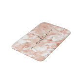 Wit & Roze Goud Marmer 6, Zwarte Script Naam Badmat (Gekanteld)