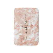 Wit & Roze Goud Marmer 6, Zwarte Script Naam Badmat (Voorkant Verticaal)