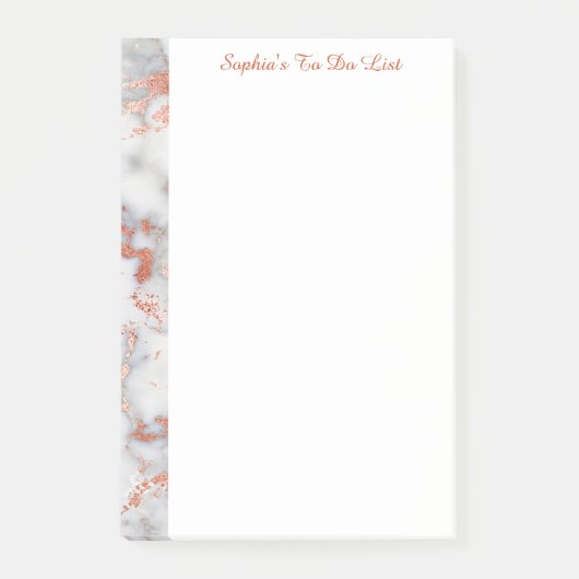 Wit & Roze Goud Marmer, Naam of Titel Post-it® Notes (Voorkant)