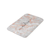 Wit & Roze Goud Marmer, Zwarte Script Naam Badmat (Gekanteld)