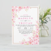 Wit Roze Goud Moderne Florale Minimalistische Brui Kaart (Staand voorkant)