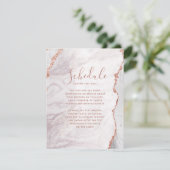 Wit & Roze Gouden Agate Huwelijksprogramma kaart (Staand voorkant)