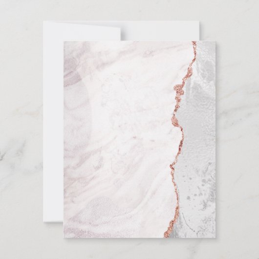 Wit & Roze Gouden Agate Huwelijksprogramma kaart (Achterkant)