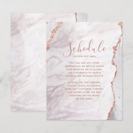 Wit & Roze Gouden Agate Huwelijksprogramma kaart