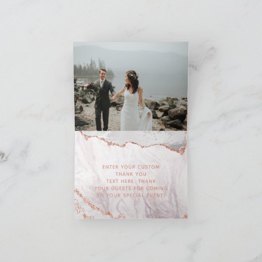 Wit & Roze Gouden Agate Marmer Bedankt Foto (Binnen)