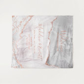 Wit & Roze Gouden Agate Marmer Bruiloft Welkom Wandkleed (Voorkant (horizontaal))