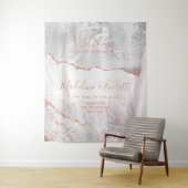 Wit & Roze Gouden Agate Marmer Bruiloft Welkom Wandkleed (In situ)
