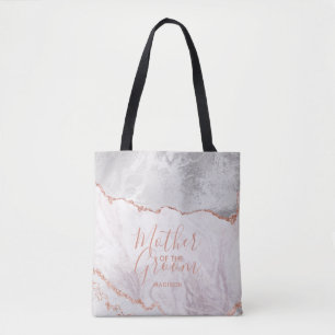 Wit & Roze Gouden Agate Marmer Moeder van de Bruid Tote Bag