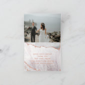 Wit & Roze Gouden Agate Marmeren Bedank Foto Bedankkaart (Binnen)